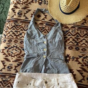 Monteau Blue Button halter vest !